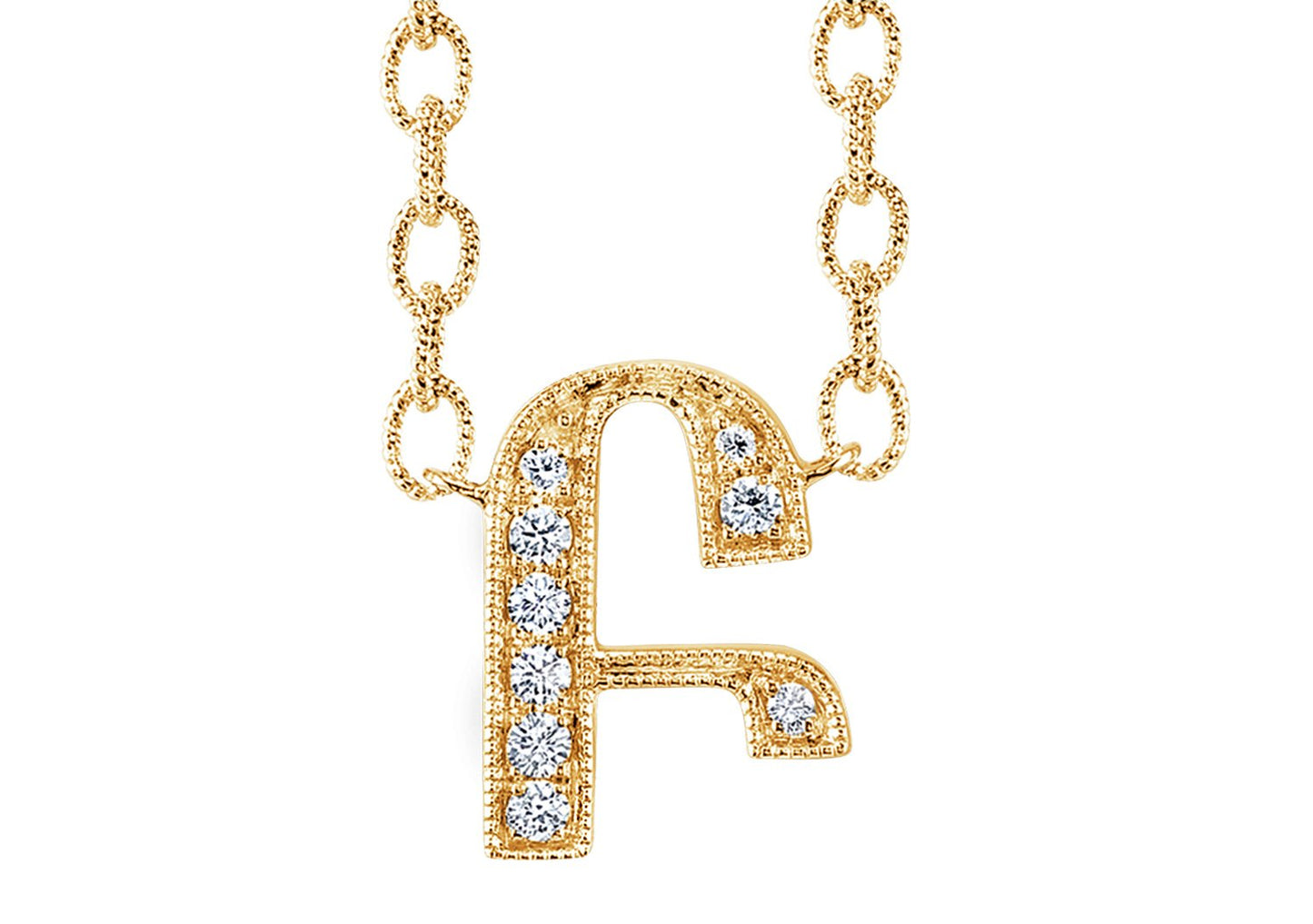 14K YELLOW GOLD ARMENIAN INITIAL DIAMOND NECKLACE