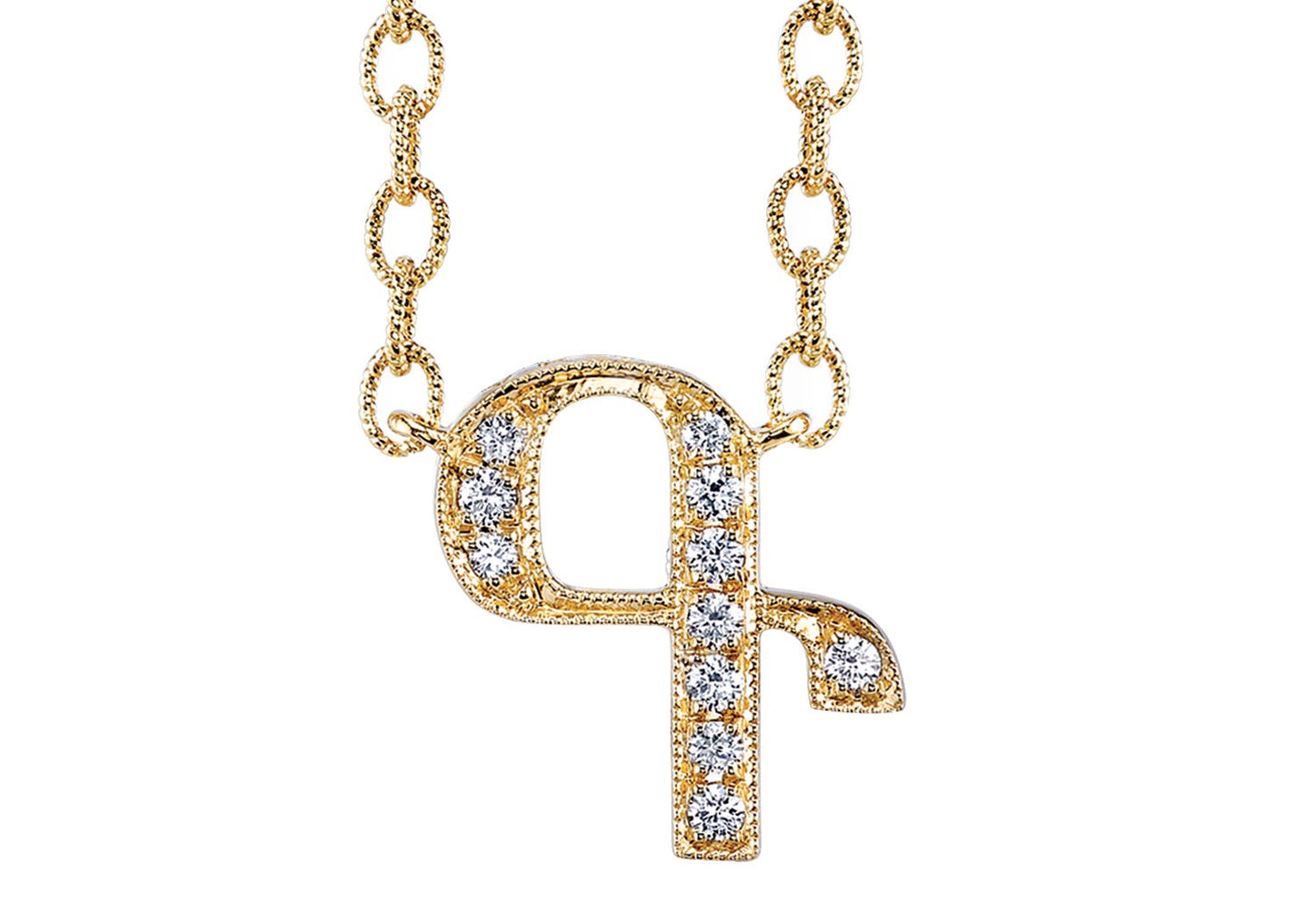 14K YELLOW GOLD ARMENIAN INITIAL DIAMOND NECKLACE