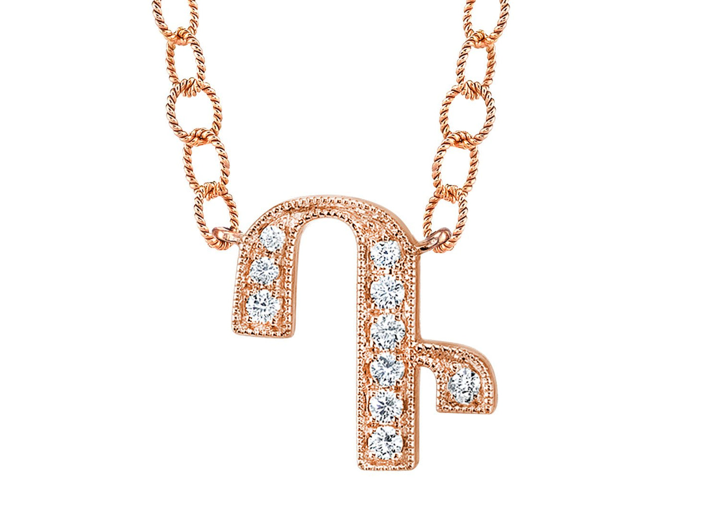 14K ROSE GOLD ARMENIAN INITIAL DIAMOND NECKLACE