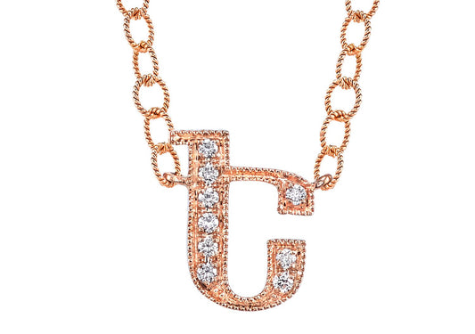 14K ROSE GOLD ARMENIAN INITIAL DIAMOND NECKLACE