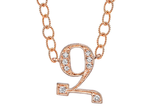 14K ROSE GOLD ARMENIAN INITIAL DIAMOND NECKLACE