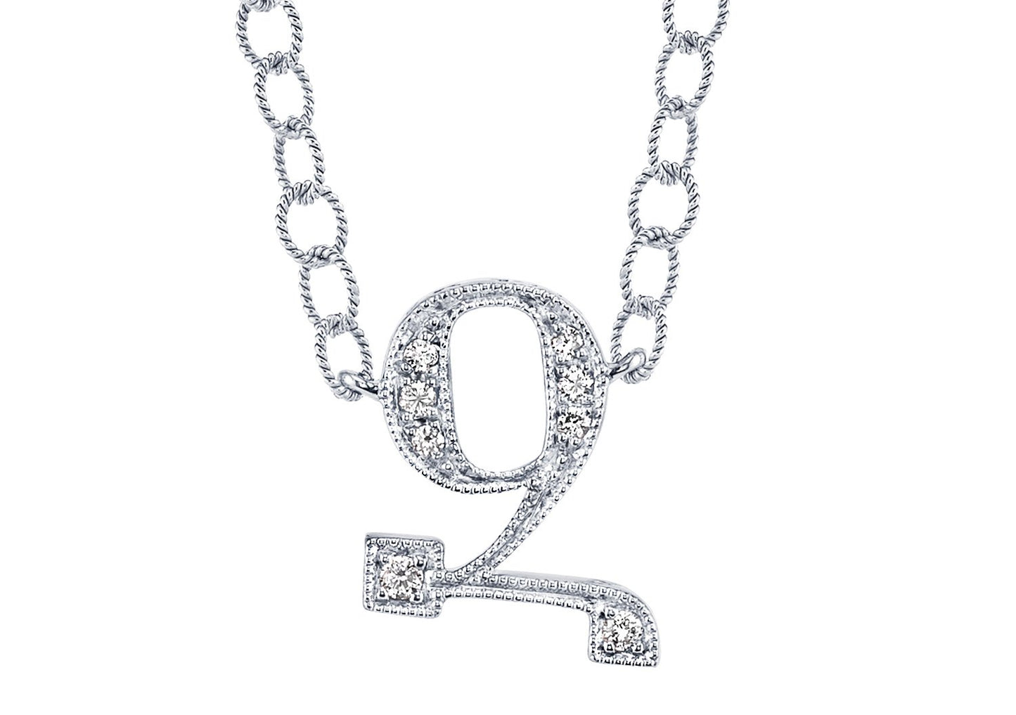 14K WHITE GOLD ARMENIAN INITIAL DIAMOND NECKLACE