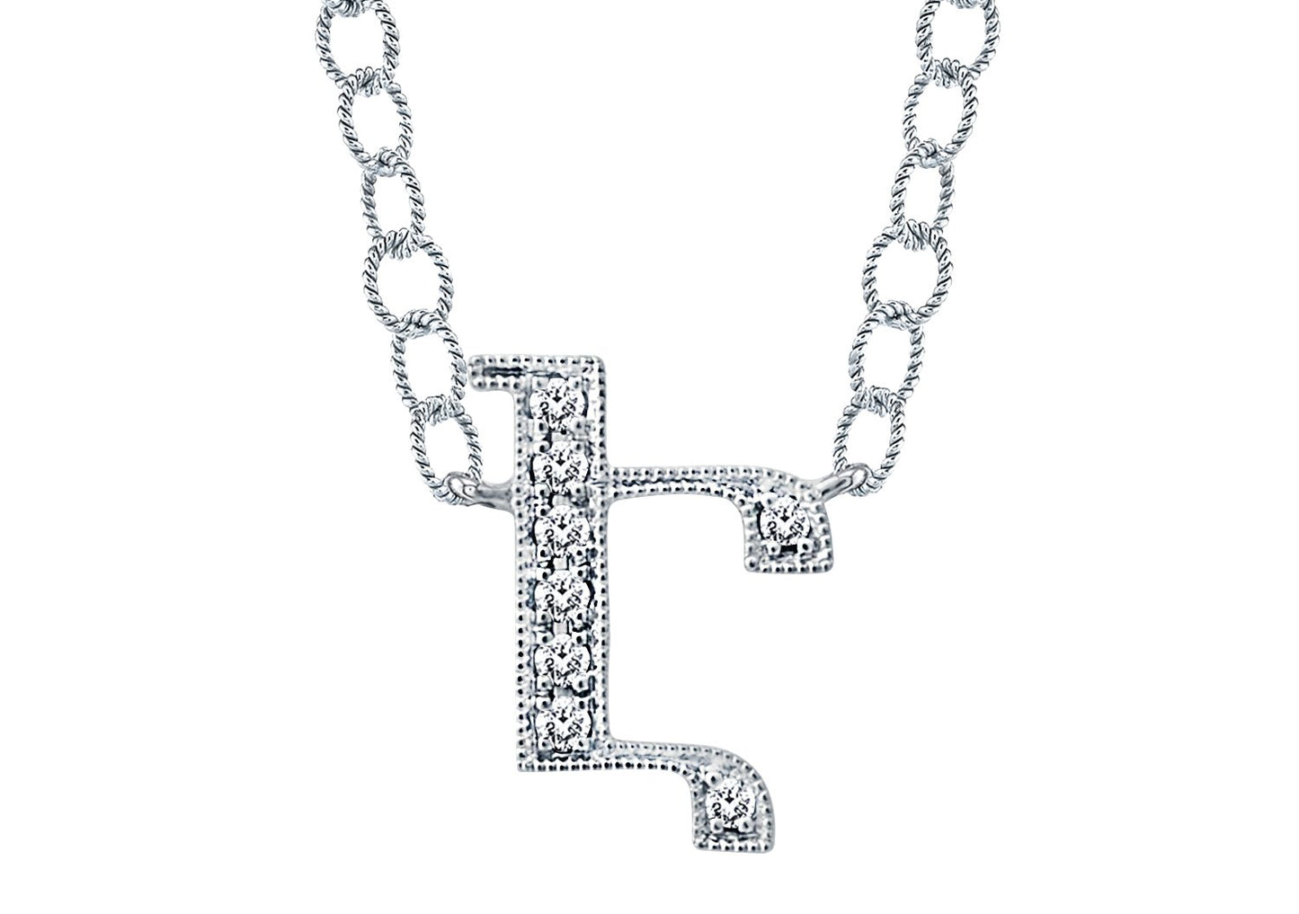 14K WHITE GOLD ARMENIAN INITIAL DIAMOND NECKLACE