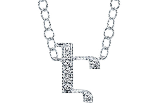 14K WHITE GOLD ARMENIAN INITIAL DIAMOND NECKLACE