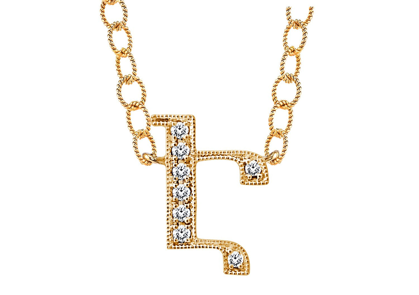 14K YELLOW GOLD ARMENIAN INITIAL DIAMOND NECKLACE