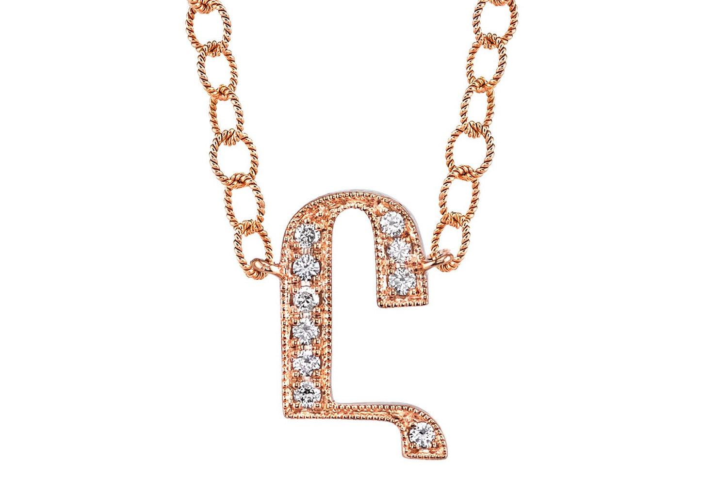 14K ROSE GOLD ARMENIAN INITIAL DIAMOND NECKLACE