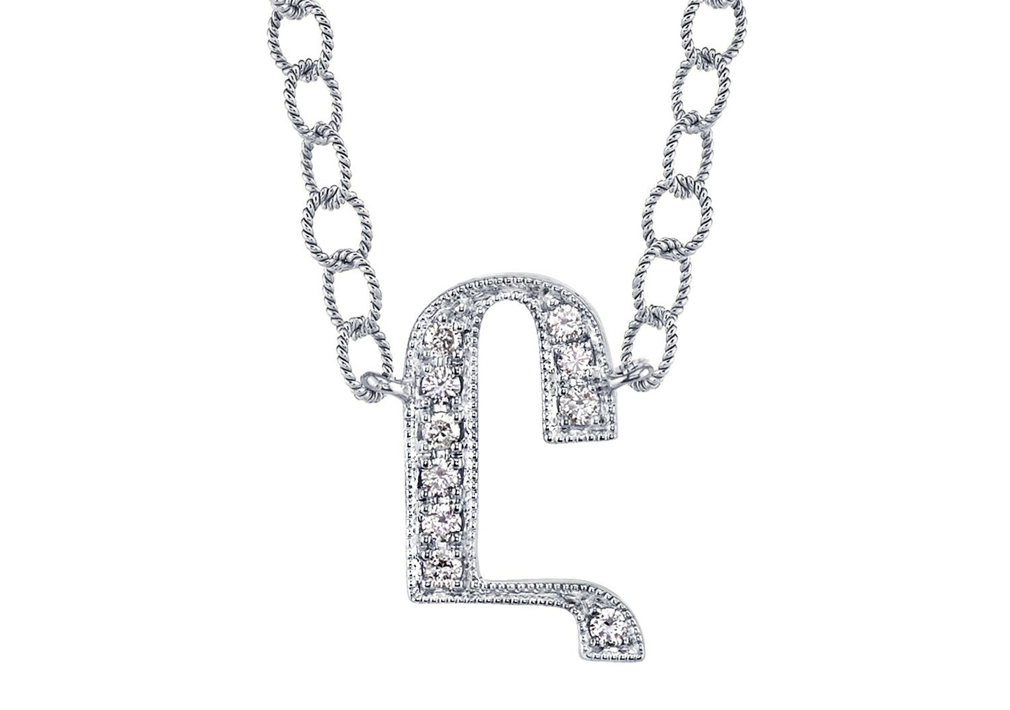 14K WHITE GOLD ARMENIAN INITIAL DIAMOND NECKLACE