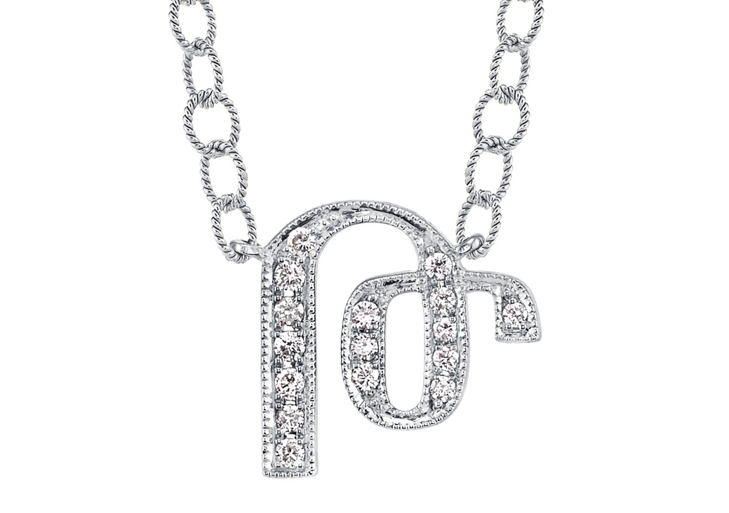 14K WHITE GOLD ARMENIAN INITIAL DIAMOND NECKLACE