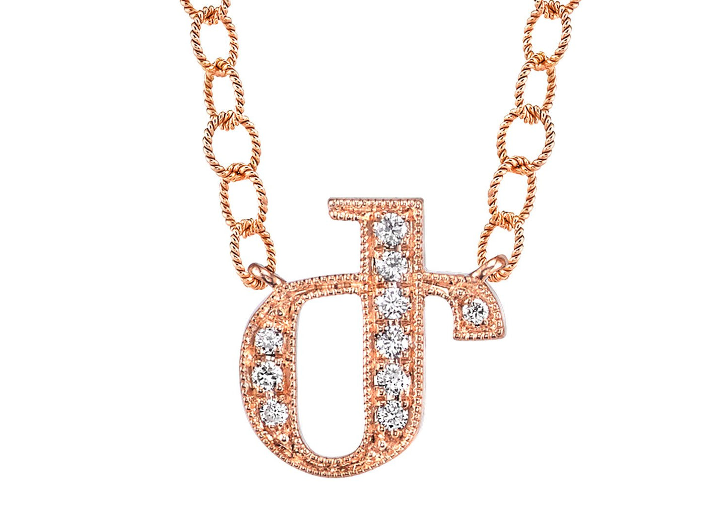 14K ROSE GOLD ARMENIAN INITIAL DIAMOND NECKLACE