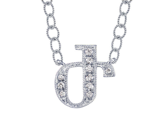 14K WHITE GOLD ARMENIAN INITIAL DIAMOND NECKLACE