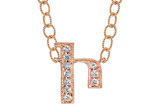 14K ROSE GOLD ARMENIAN INITIAL DIAMOND NECKLACE