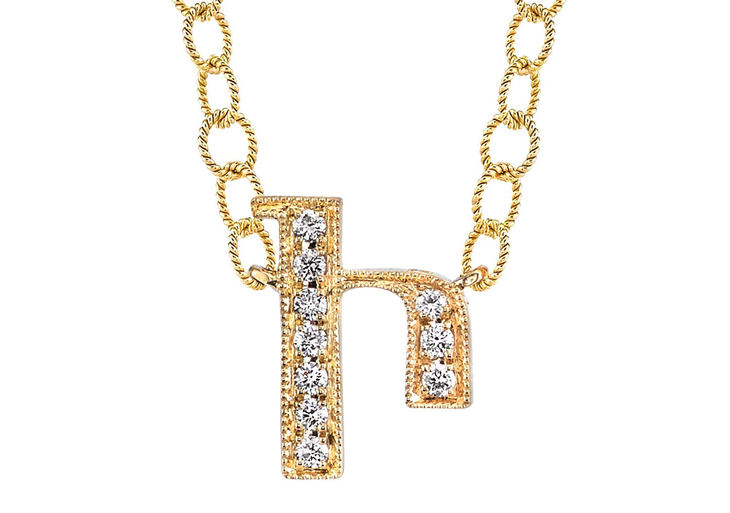 14K YELLOW GOLD ARMENIAN INITIAL DIAMOND NECKLACE