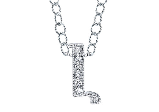 14K WHITE GOLD ARMENIAN INITIAL DIAMOND NECKLACE