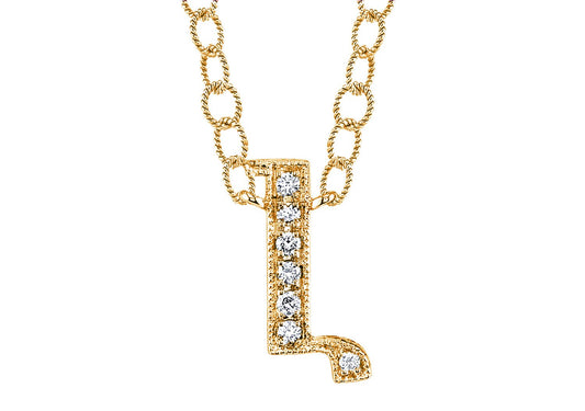 14K YELLOW GOLD ARMENIAN INITIAL DIAMOND NECKLACE