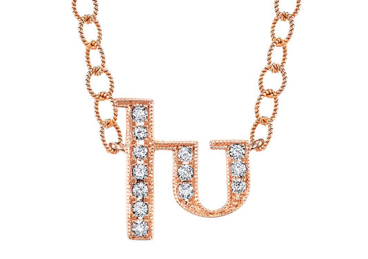 14K ROSE GOLD ARMENIAN INITIAL DIAMOND NECKLACE