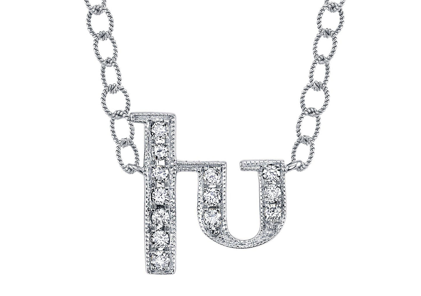 14K WHITE GOLD ARMENIAN INITIAL DIAMOND NECKLACE