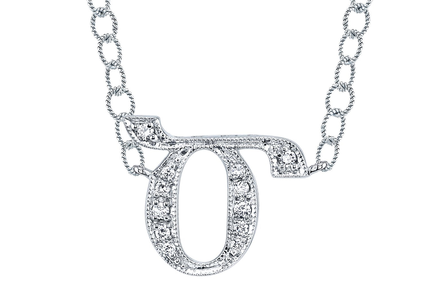 14K WHITE GOLD ARMENIAN INITIAL DIAMOND NECKLACE