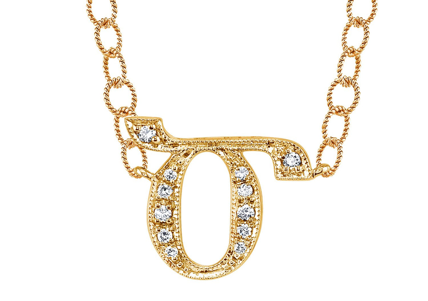 14K YELLOW GOLD ARMENIAN INITIAL DIAMOND NECKLACE