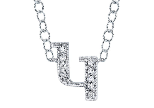 14K WHITE GOLD ARMENIAN INITIAL DIAMOND NECKLACE