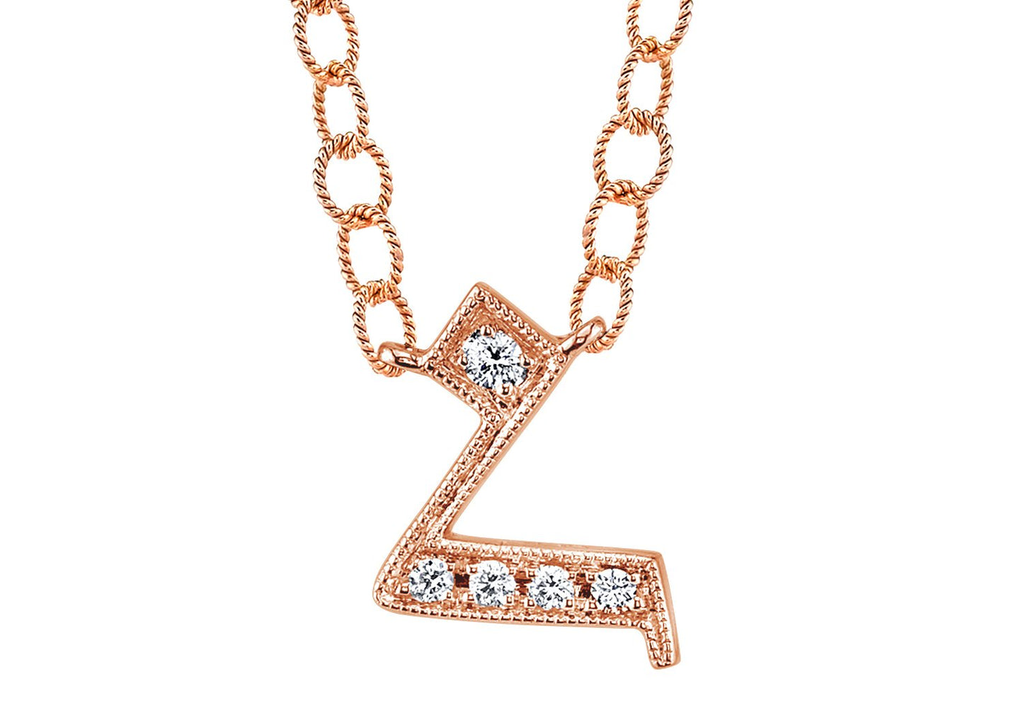 14K ROSE GOLD ARMENIAN INITIAL DIAMOND NECKLACE