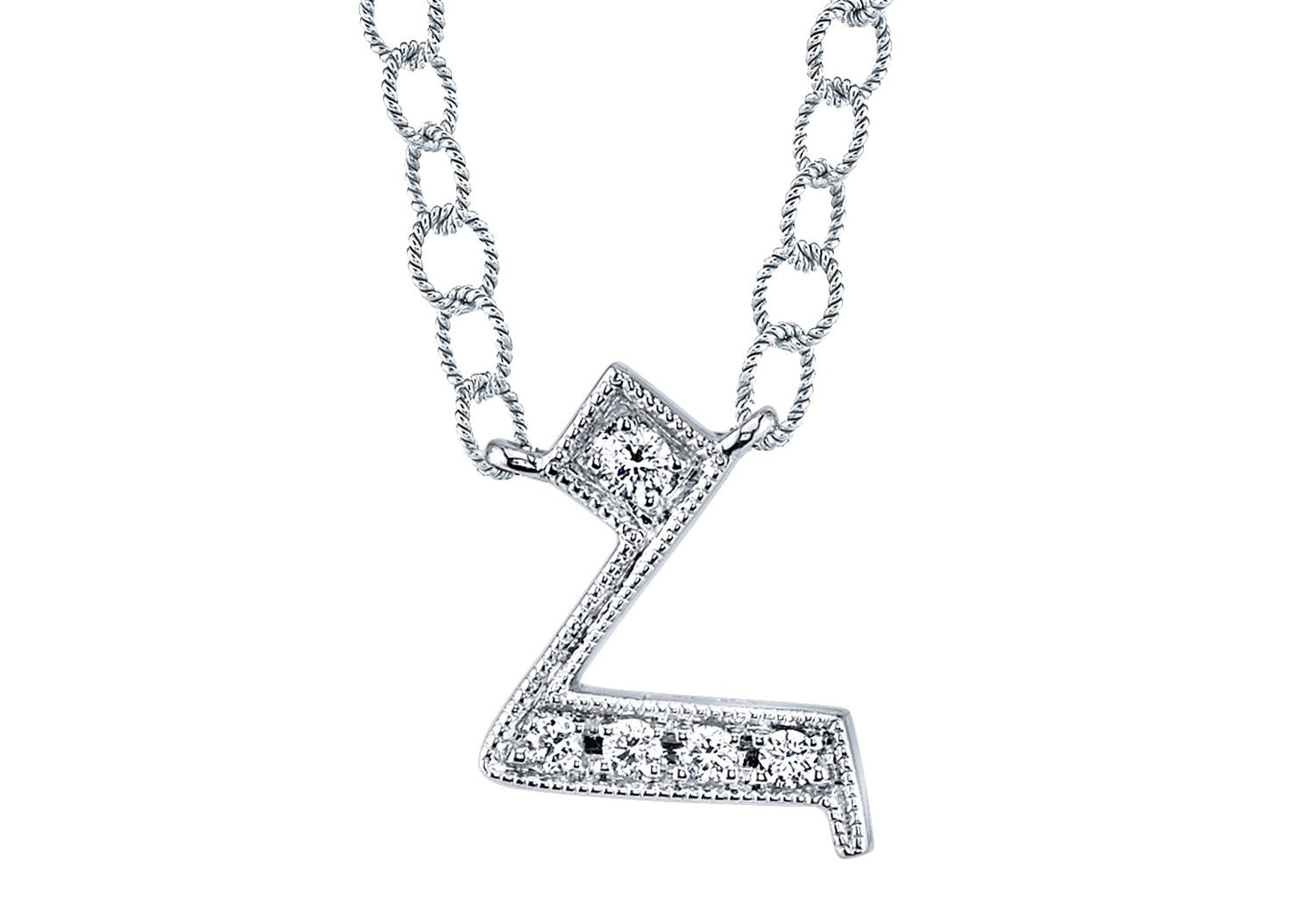 14K WHITE GOLD ARMENIAN INITIAL DIAMOND NECKLACE