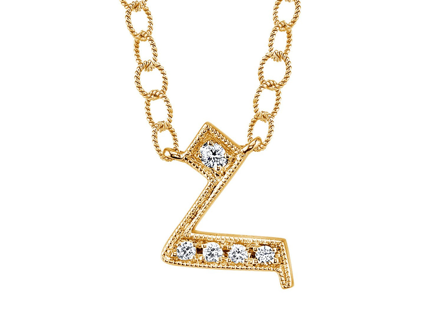 14K YELLOW GOLD ARMENIAN INITIAL DIAMOND NECKLACE