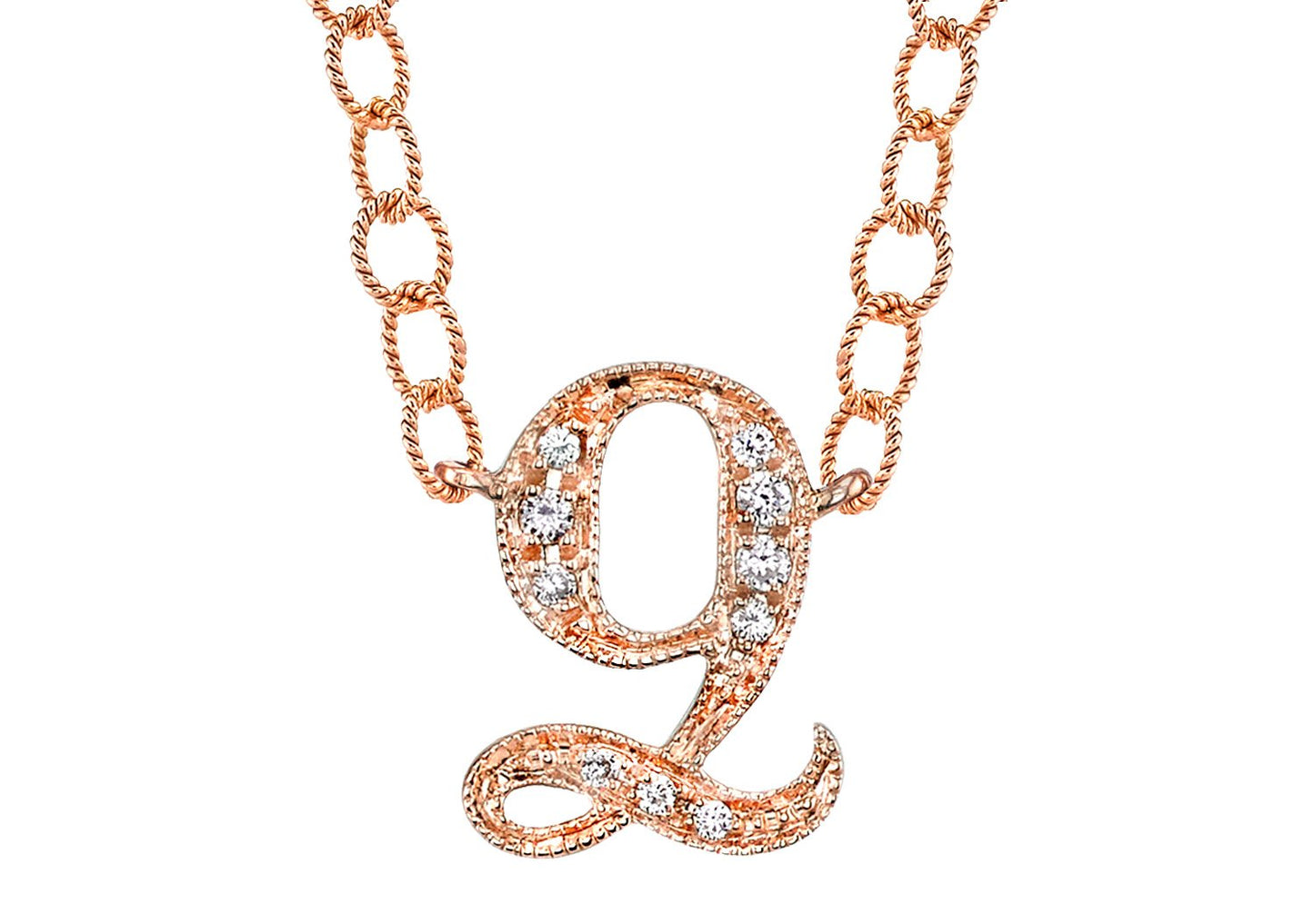 14K ROSE GOLD ARMENIAN INITIAL DIAMOND NECKLACE