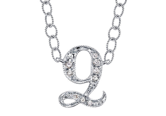 14K WHITE GOLD ARMENIAN INITIAL DIAMOND NECKLACE