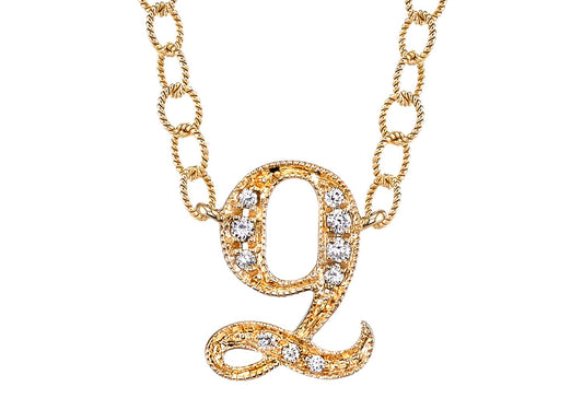 14K YELLOW GOLD ARMENIAN INITIAL DIAMOND NECKLACE