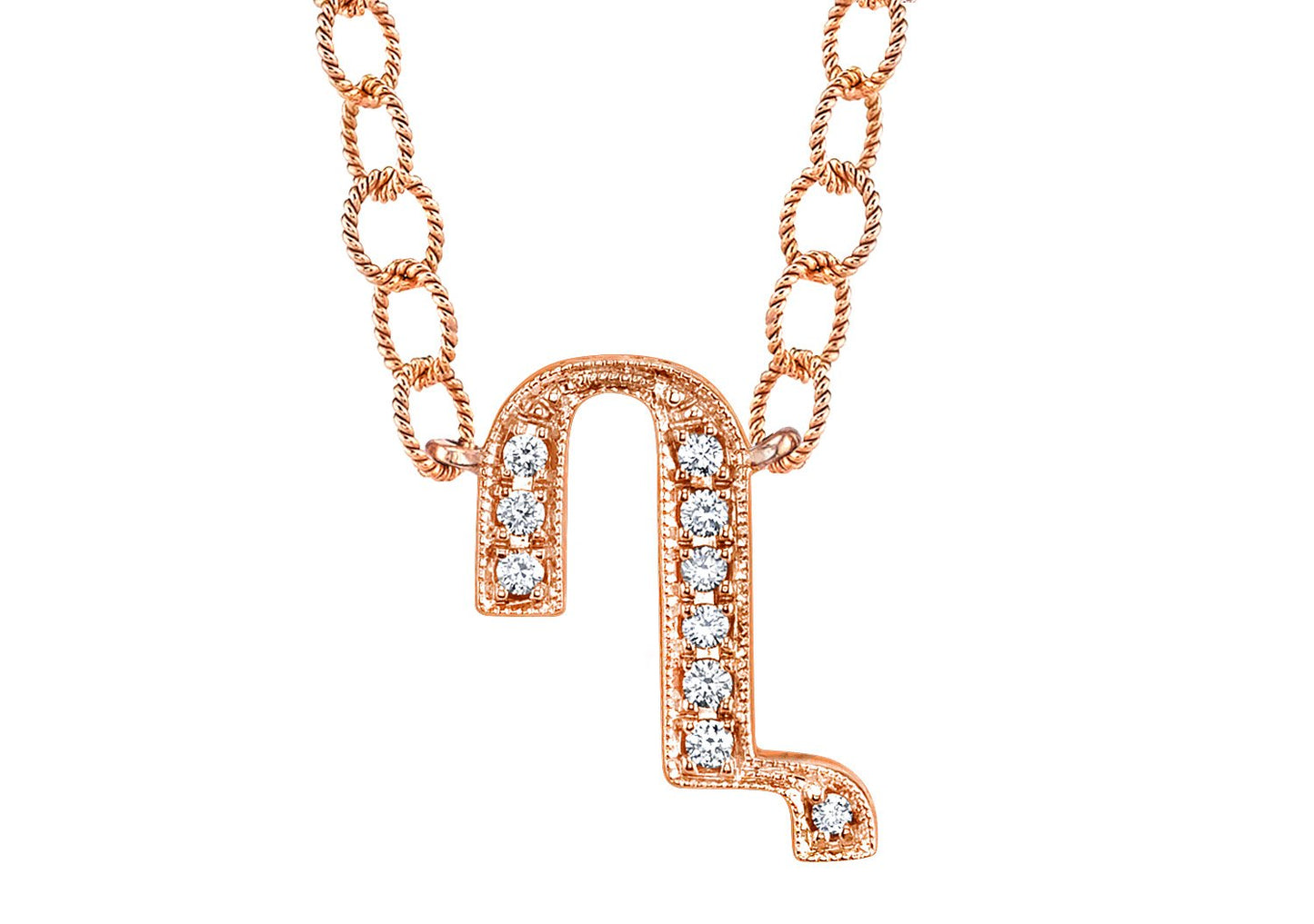 14K ROSE GOLD ARMENIAN INITIAL DIAMOND NECKLACE