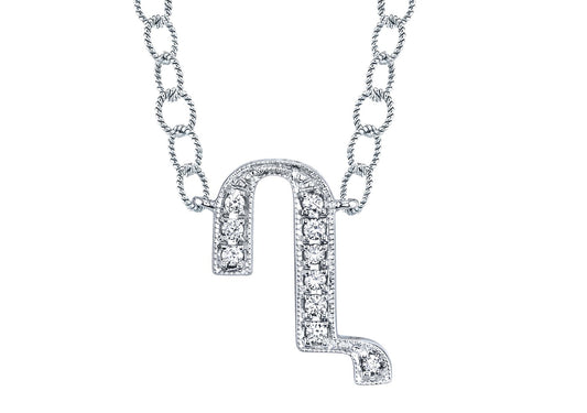 14K WHITE GOLD ARMENIAN INITIAL DIAMOND NECKLACE