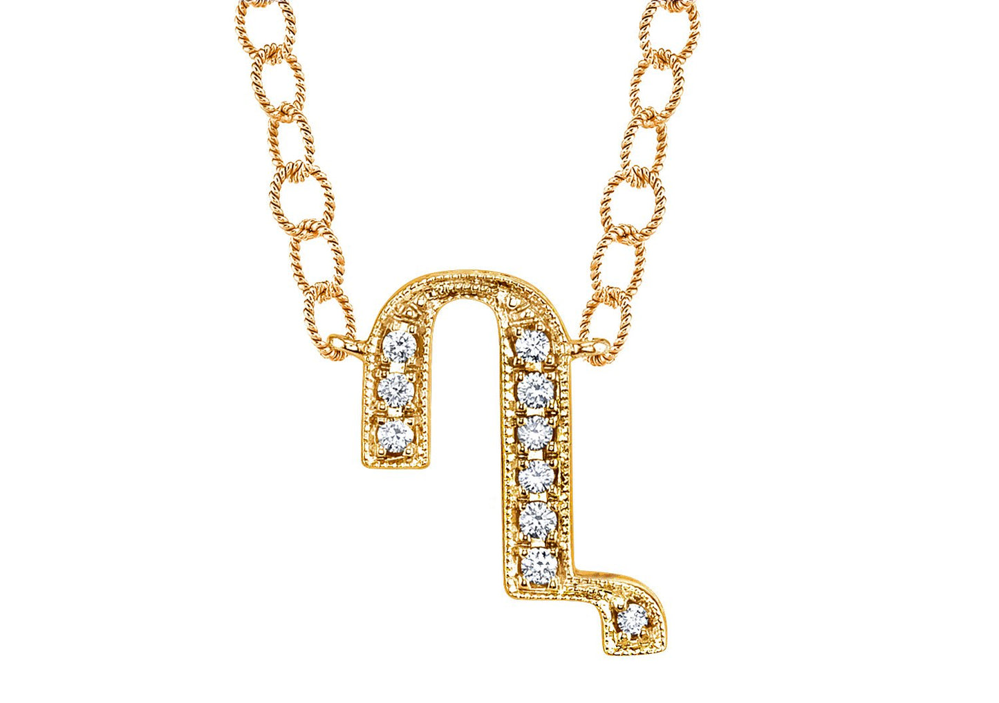 14K YELLOW GOLD ARMENIAN INITIAL DIAMOND NECKLACE