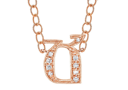 14K ROSE GOLD ARMENIAN INITIAL DIAMOND NECKLACE