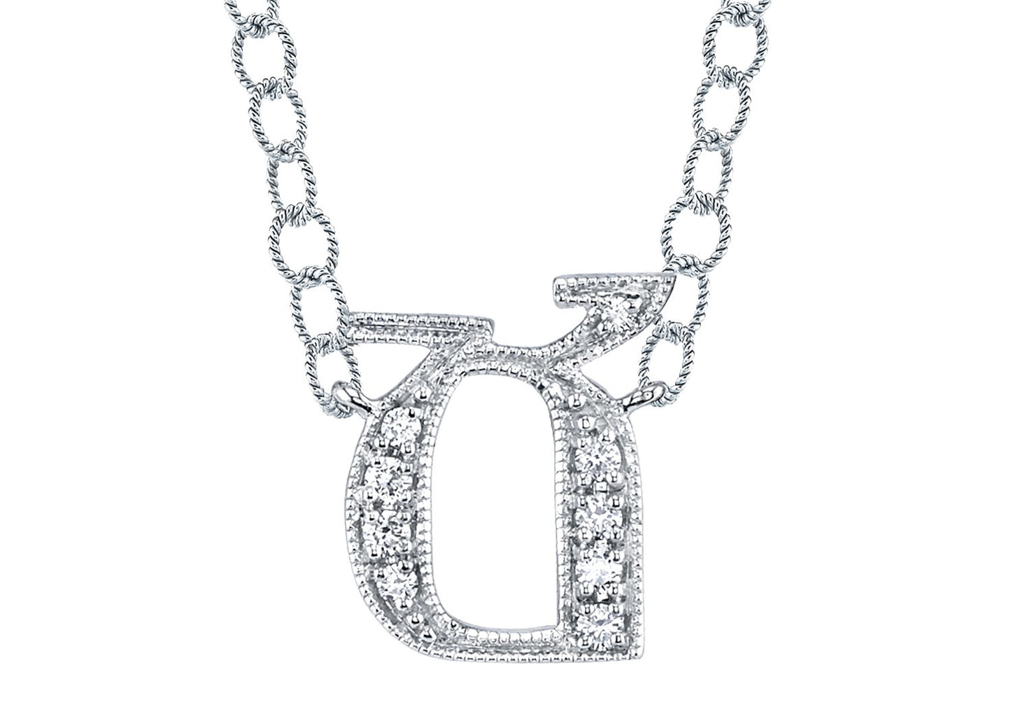 14K WHITE GOLD ARMENIAN INITIAL DIAMOND NECKLACE