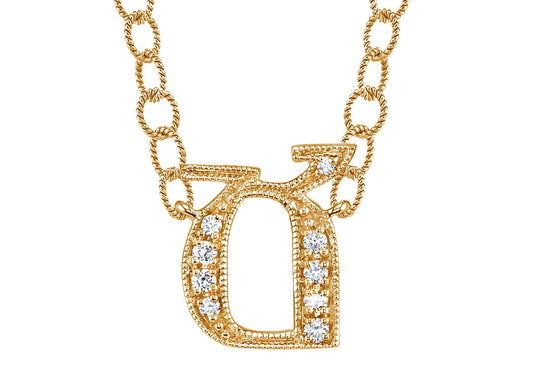 14K YELLOW GOLD ARMENIAN INITIAL DIAMOND NECKLACE