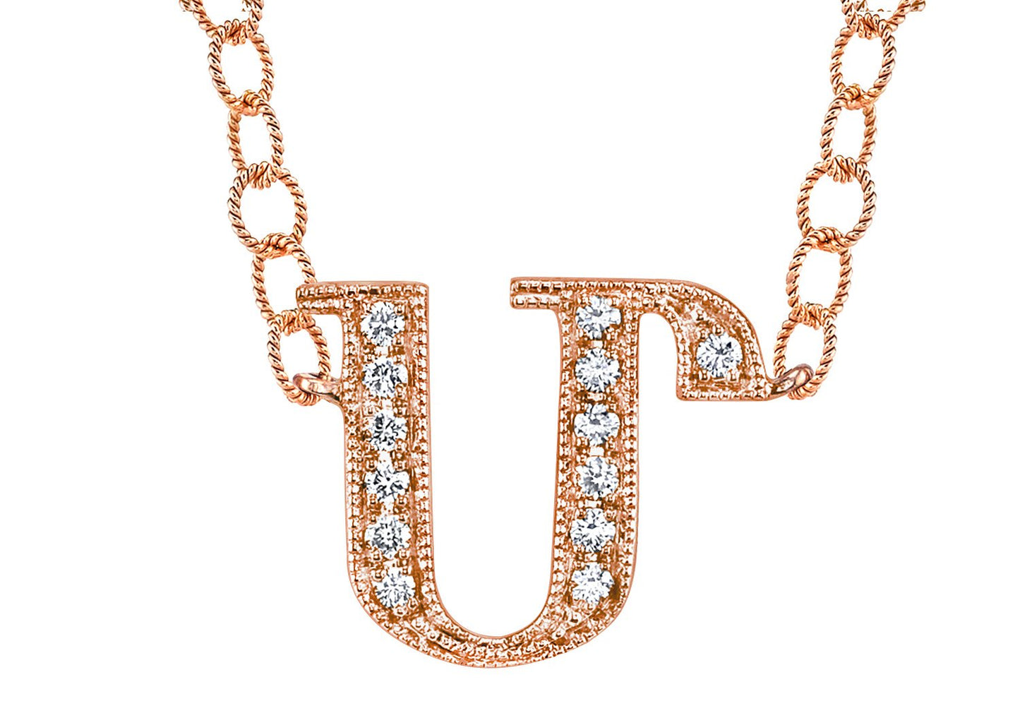 14K ROSE GOLD ARMENIAN INITIAL DIAMOND NECKLACE