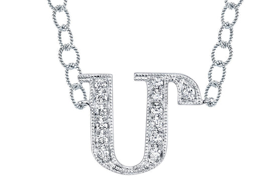 14K WHITE GOLD ARMENIAN INITIAL DIAMOND NECKLACE