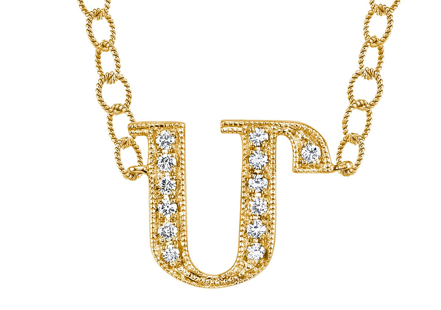 14K YELLOW GOLD ARMENIAN INITIAL DIAMOND NECKLACE