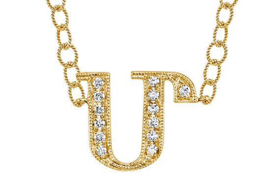 14K YELLOW GOLD ARMENIAN INITIAL DIAMOND NECKLACE