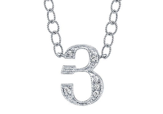 14K WHITE GOLD ARMENIAN INITIAL DIAMOND NECKLACE