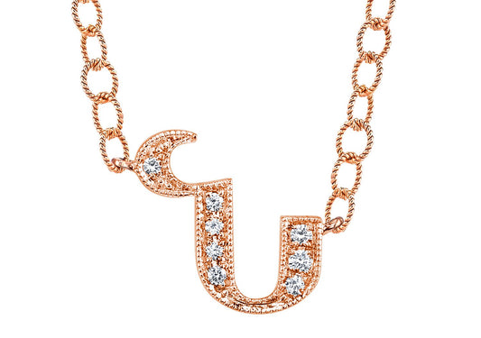 14K ROSE GOLD ARMENIAN INITIAL DIAMOND NECKLACE