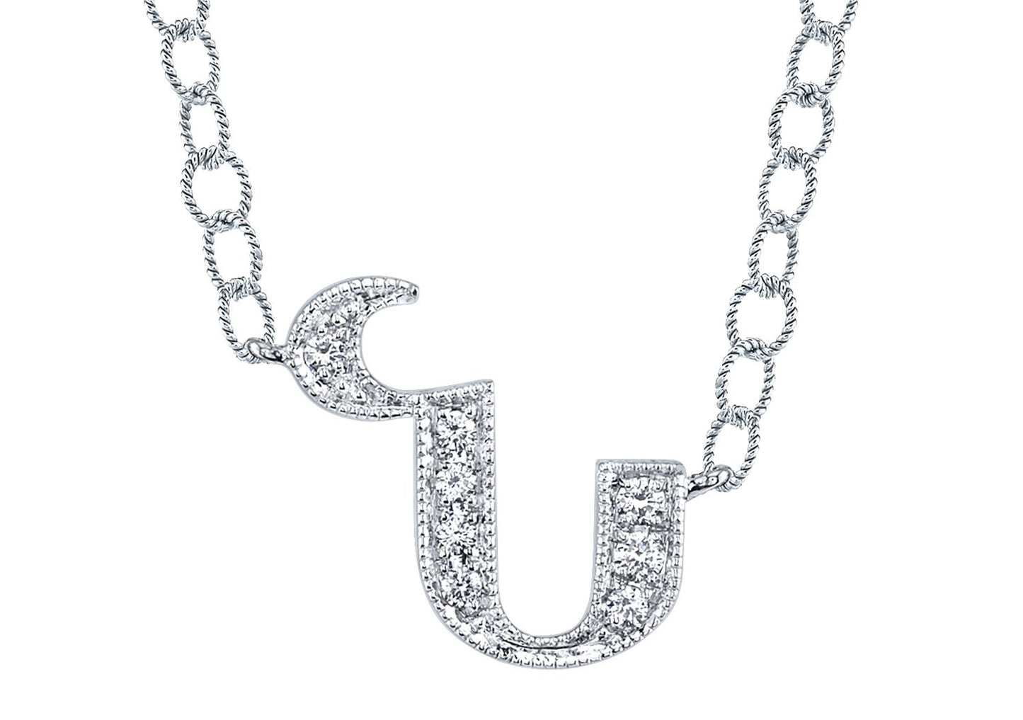 14K WHITE GOLD ARMENIAN INITIAL DIAMOND NECKLACE