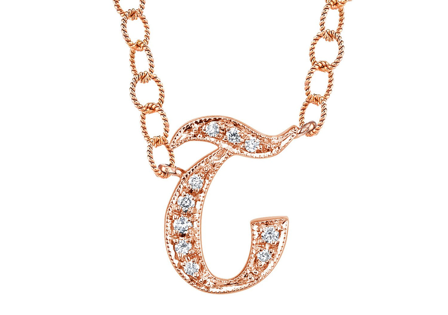 14K ROSE GOLD ARMENIAN INITIAL DIAMOND NECKLACE