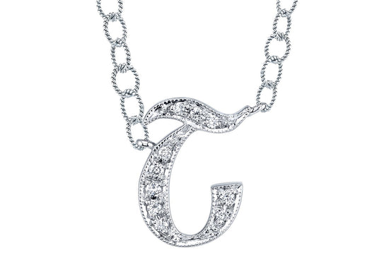 14K WHITE GOLD ARMENIAN INITIAL DIAMOND NECKLACE