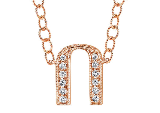 14K ROSE GOLD ARMENIAN INITIAL DIAMOND NECKLACE