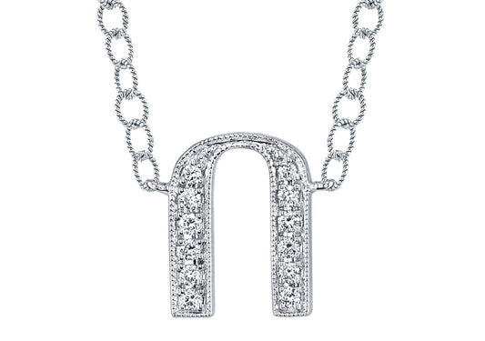 14K WHITE GOLD ARMENIAN INITIAL DIAMOND NECKLACE