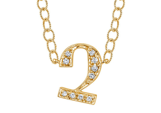 14K YELLOW GOLD ARMENIAN INITIAL DIAMOND NECKLACE