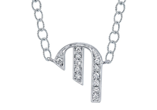 14K WHITE GOLD ARMENIAN INITIAL DIAMOND NECKLACE