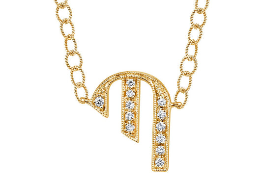 14K YELLOW GOLD ARMENIAN INITIAL DIAMOND NECKLACE