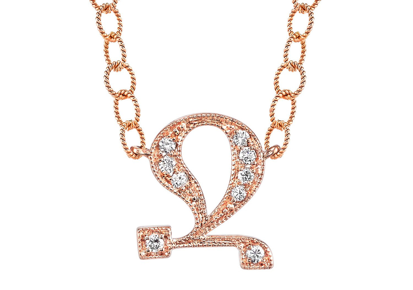 14K ROSE GOLD ARMENIAN INITIAL DIAMOND NECKLACE